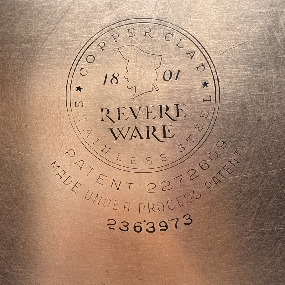 Revere Ware USA Small Square Copper Bottom Pot Fry Pan Skillet Bacon Clean - Picture 4 of 15